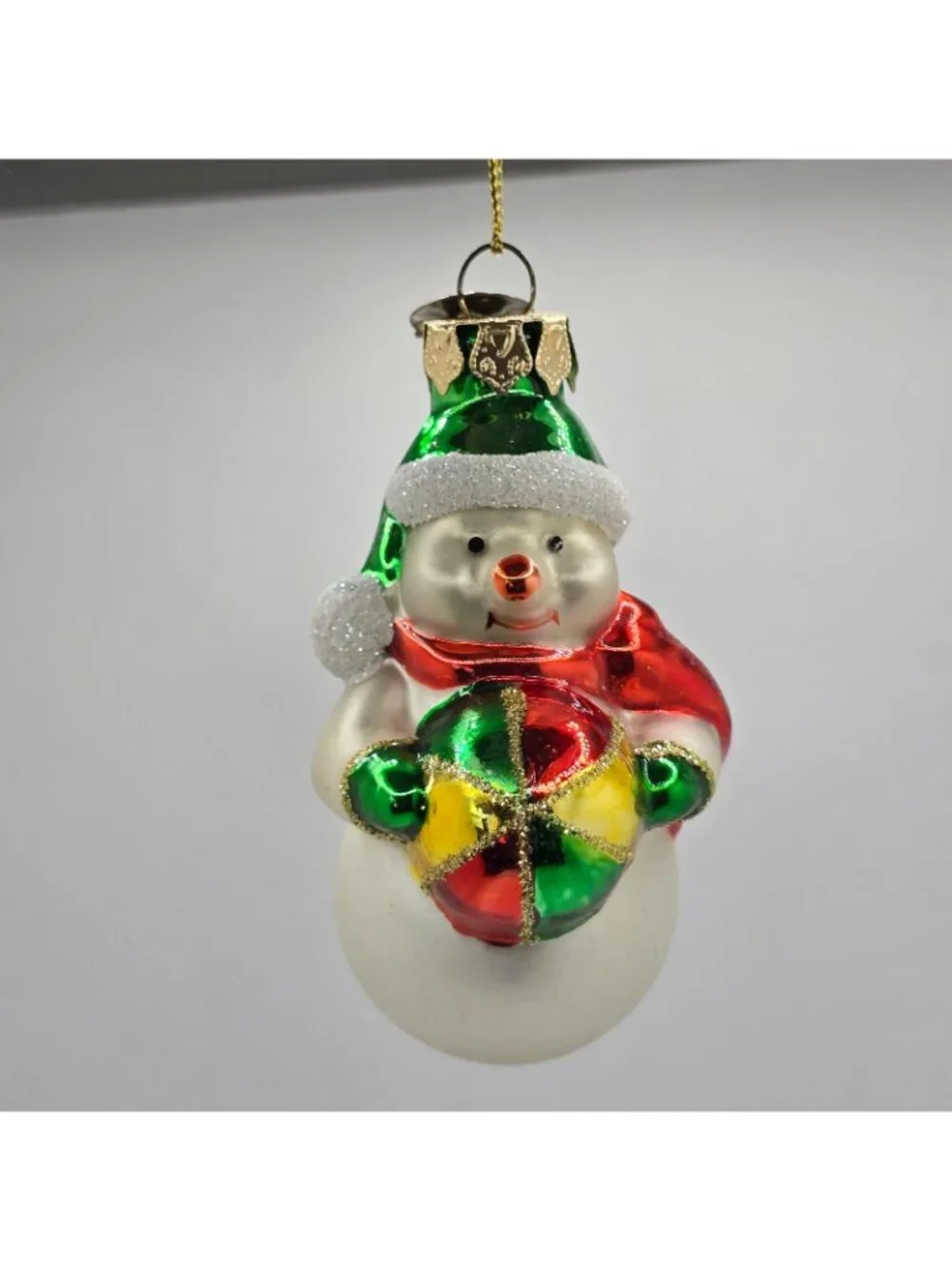 Christmas Ornament Glass Snowman w Ball  Thomas Pacconi Museum Series 2003 VTG